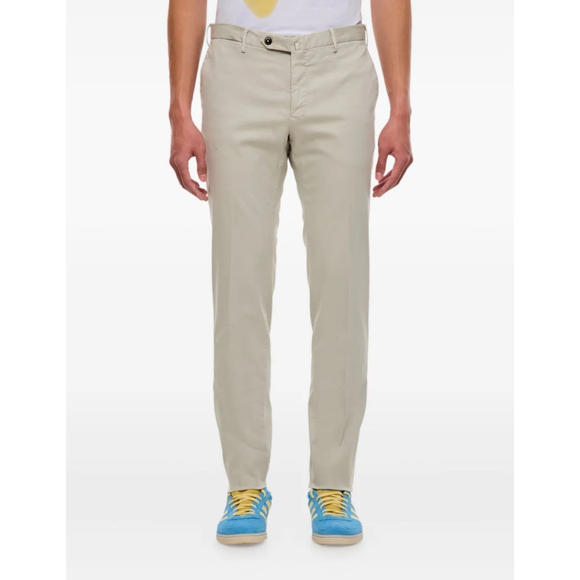 PT Torino Flat Front Pants Slim Fit Cotton/Silk Khaki Size 36 Golf - Picture 1 of 8